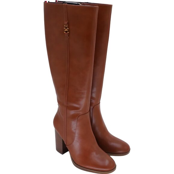Tommy Hilfiger Ursy Tall Block Heel Boots Cognac Women's US 9.5M - Picture 4 of 6